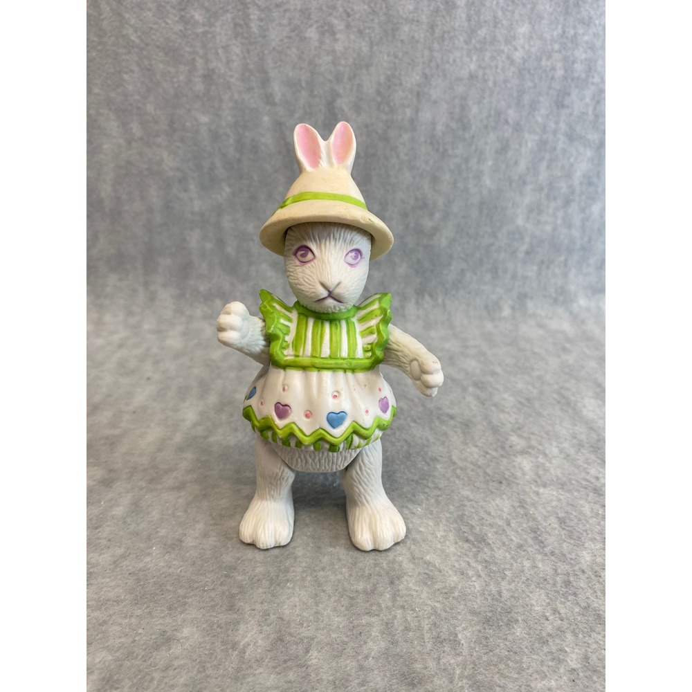 VTG Mandy 1984 Dept 56 Easter Bunny Rabbit Figurine Spring Heart Dress Hat